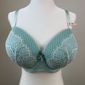 Victoria's Secret Dream Angeles Bra 38DDD Lightly Lined Lace Demi Crystal Water